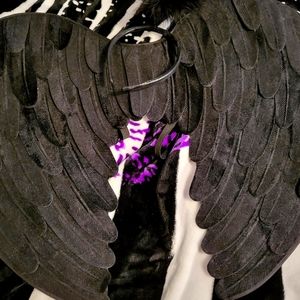 🎃 Dark Angel Wings with Elastic Strap and Fuzzy Halo